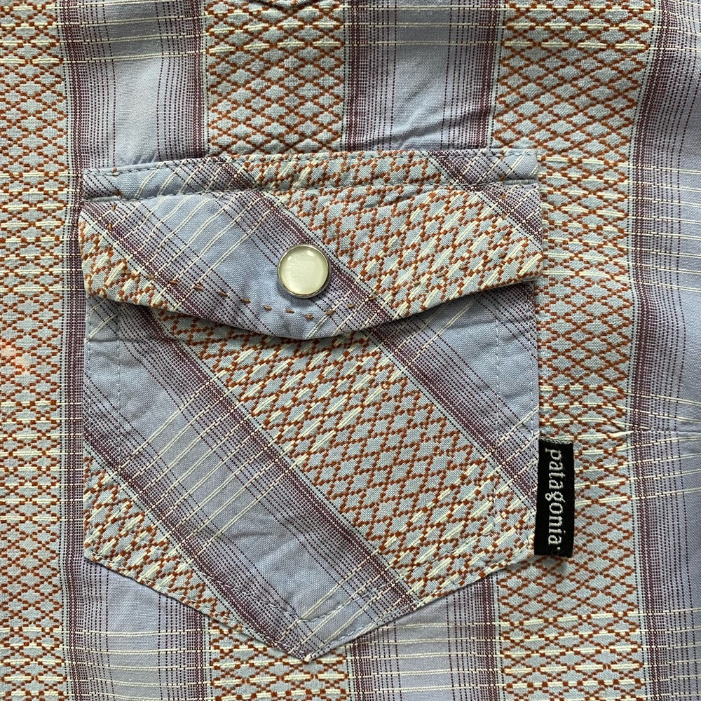 Patagonia Drifter Western Pearl Snap Button Lavender Plaid Shirt Women's Large - Picture 4 of 16